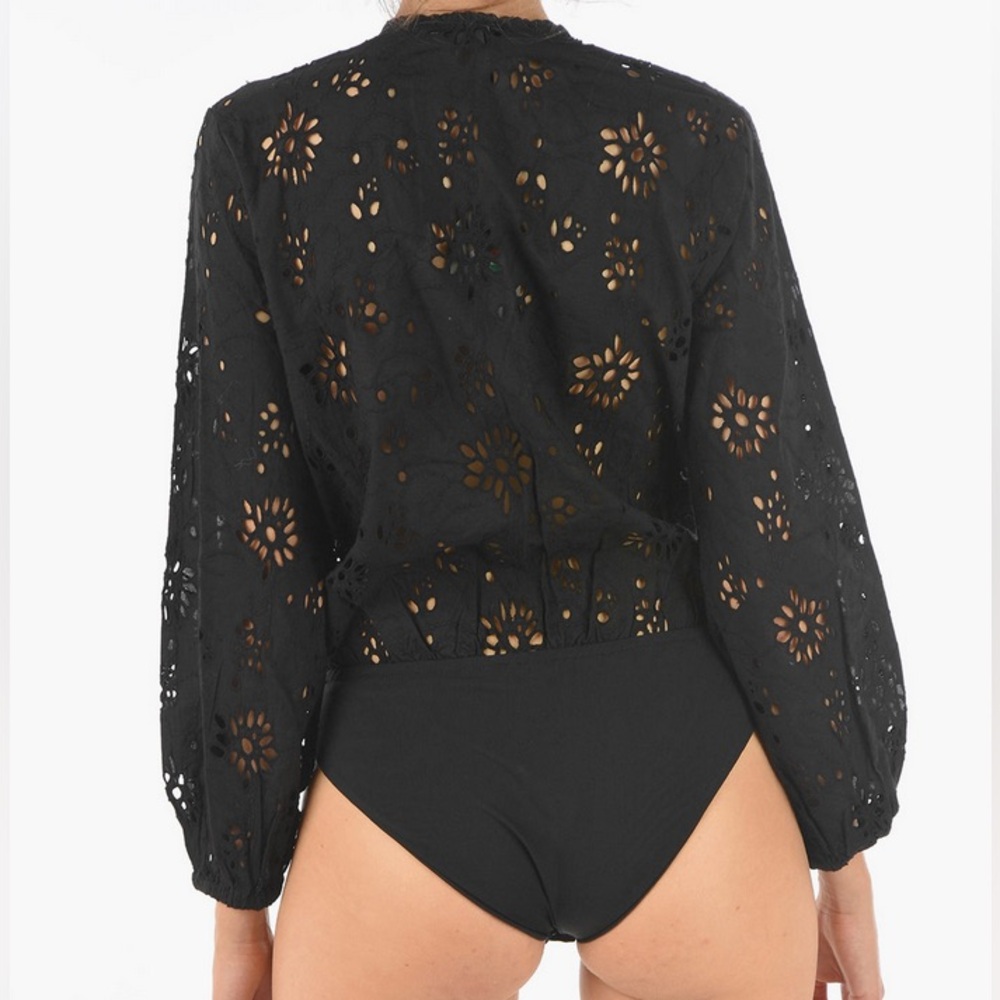 ALLSAINTS Amara Broderie Bodysuit In Black Size US 8 NWOT‎ - Picture 4 of 16